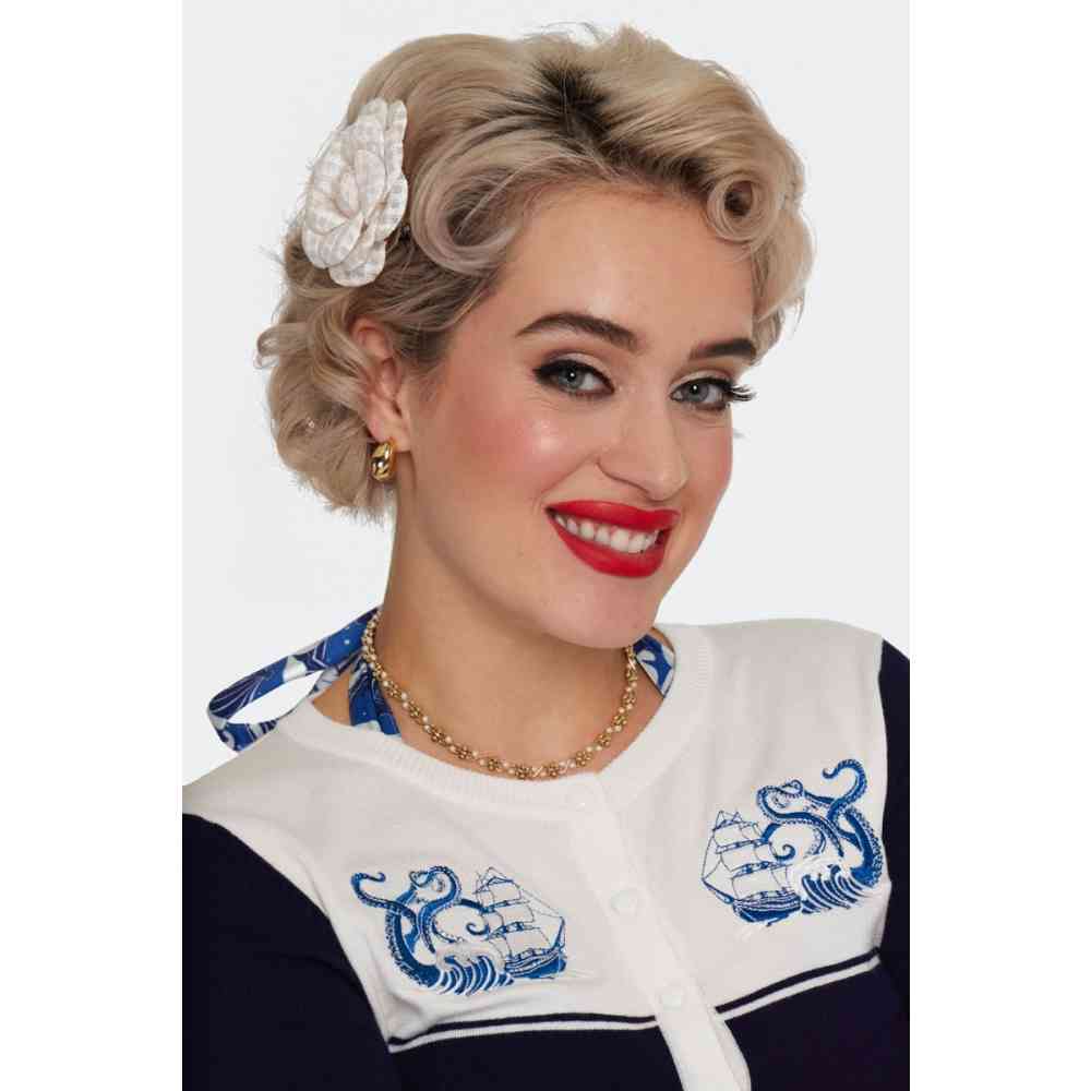 Voodoo Vixen - Tweed Cream Flower Haarbloem - Creme